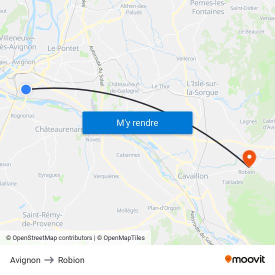 Avignon to Robion map