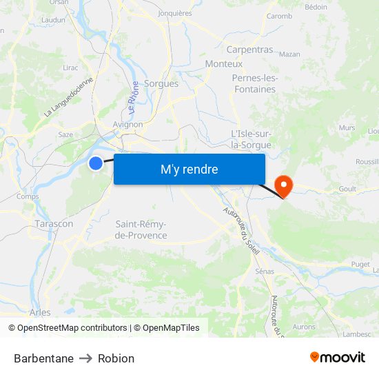 Barbentane to Robion map