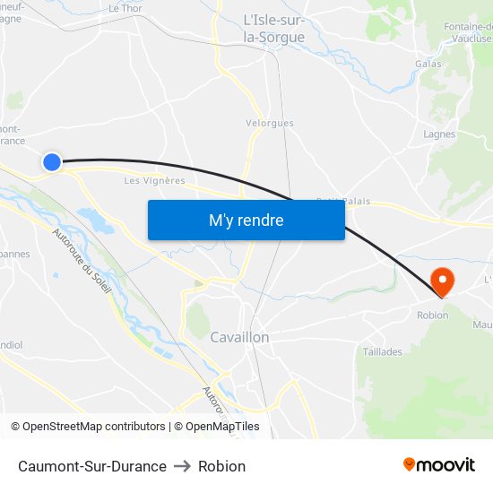 Caumont-Sur-Durance to Robion map