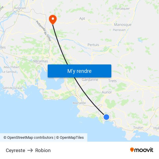 Ceyreste to Robion map
