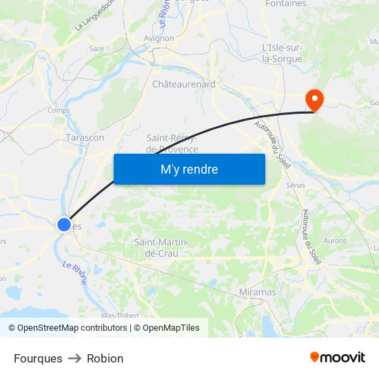 Fourques to Robion map