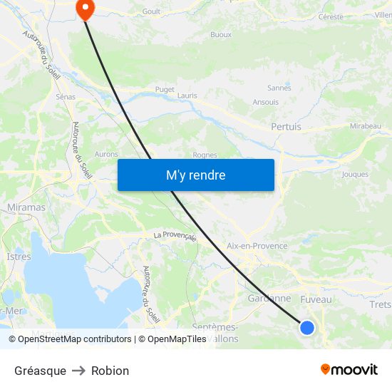 Gréasque to Robion map