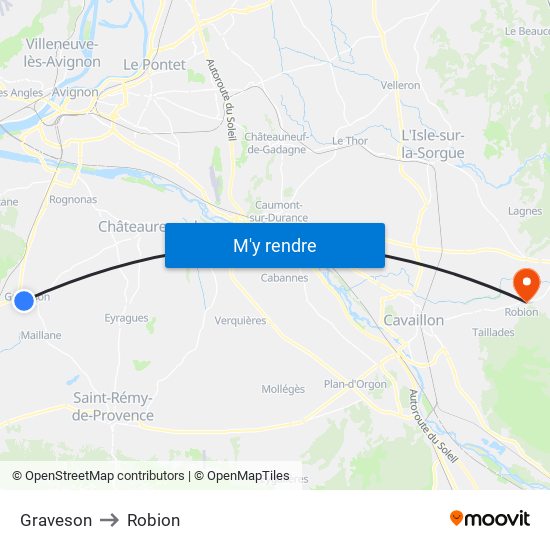Graveson to Robion map