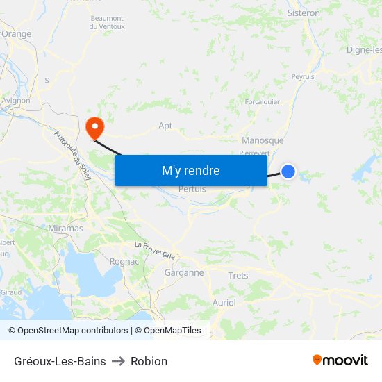 Gréoux-Les-Bains to Robion map