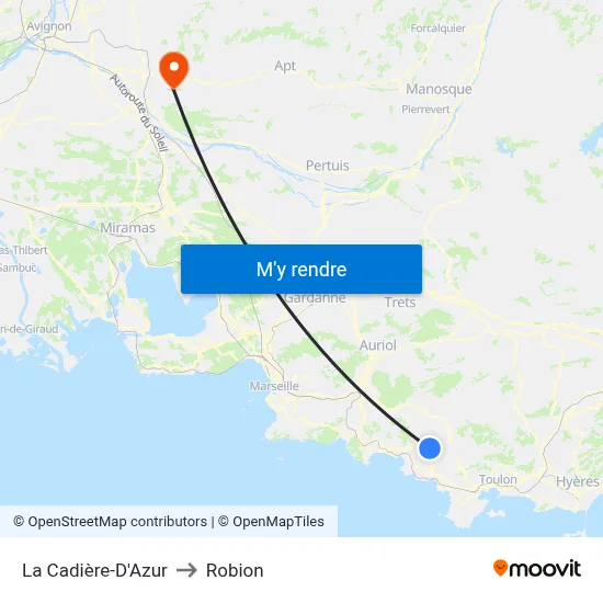 La Cadière-D'Azur to Robion map