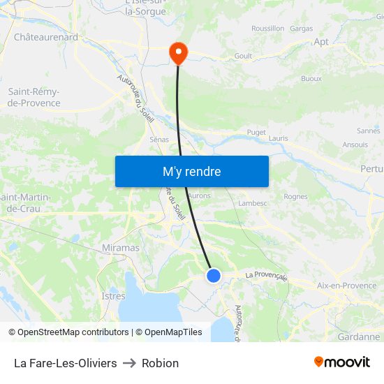 La Fare-Les-Oliviers to Robion map