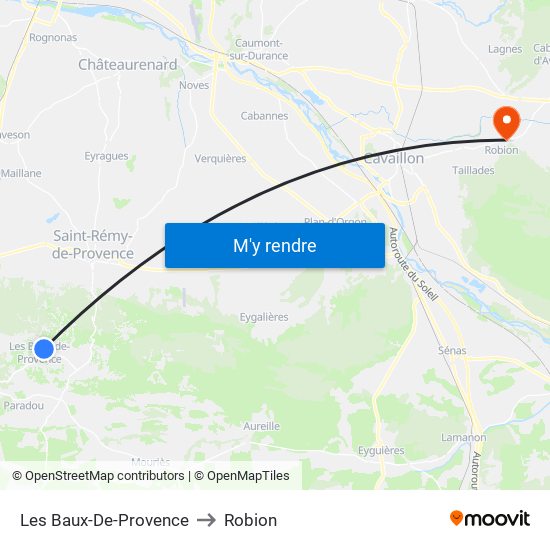 Les Baux-De-Provence to Robion map