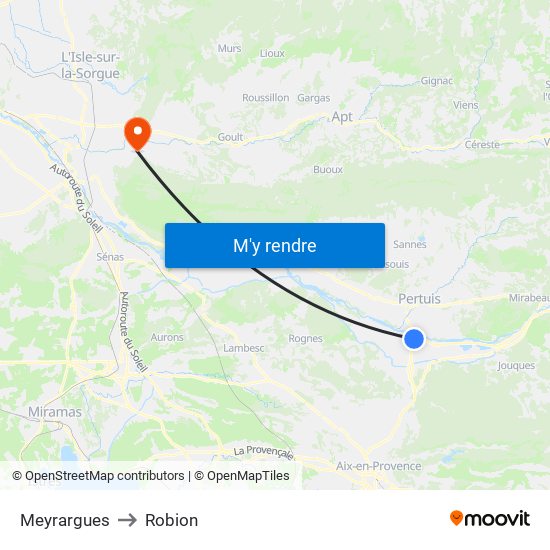 Meyrargues to Robion map