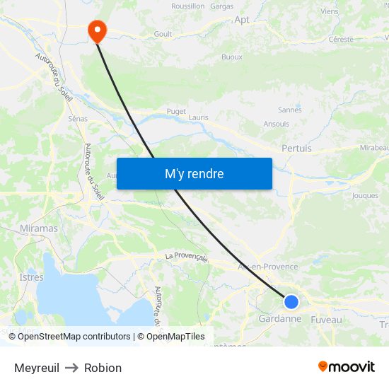 Meyreuil to Robion map