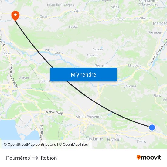 Pourrières to Robion map
