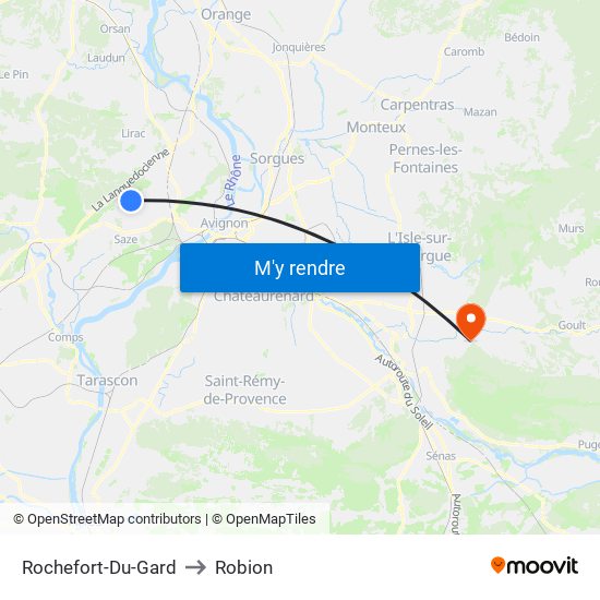 Rochefort-Du-Gard to Robion map