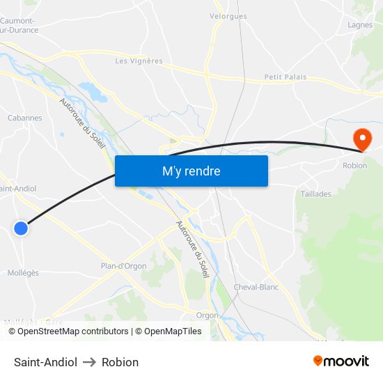 Saint-Andiol to Robion map