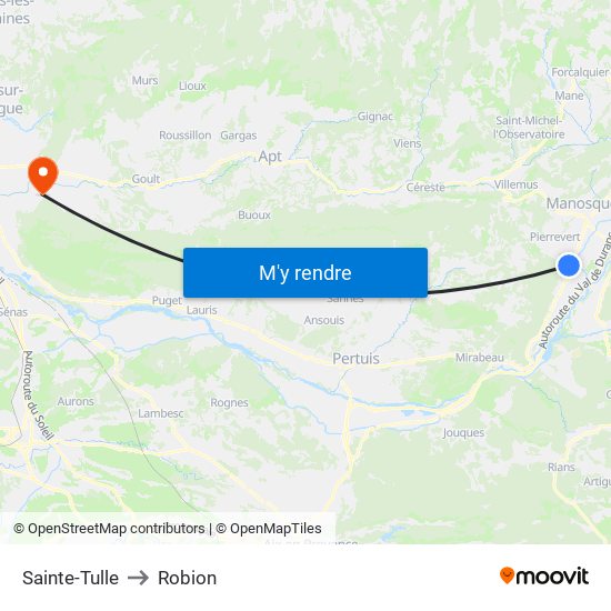 Sainte-Tulle to Robion map