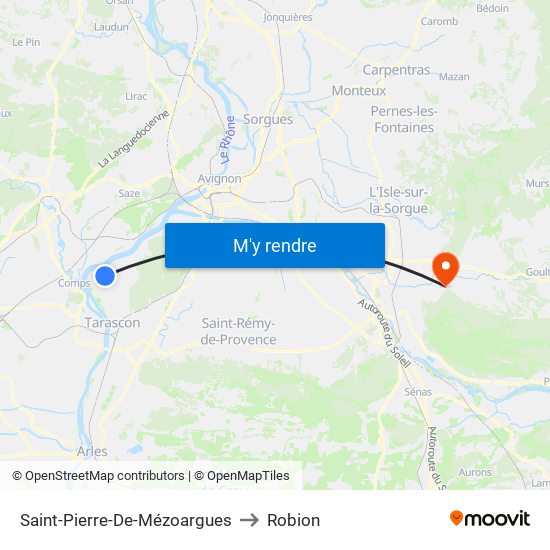 Saint-Pierre-De-Mézoargues to Robion map