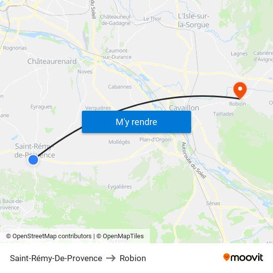 Saint-Rémy-De-Provence to Robion map