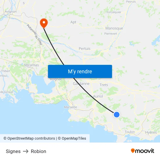Signes to Robion map