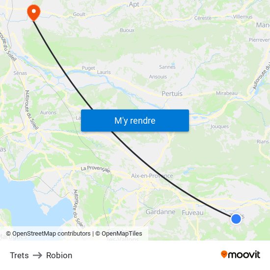 Trets to Robion map