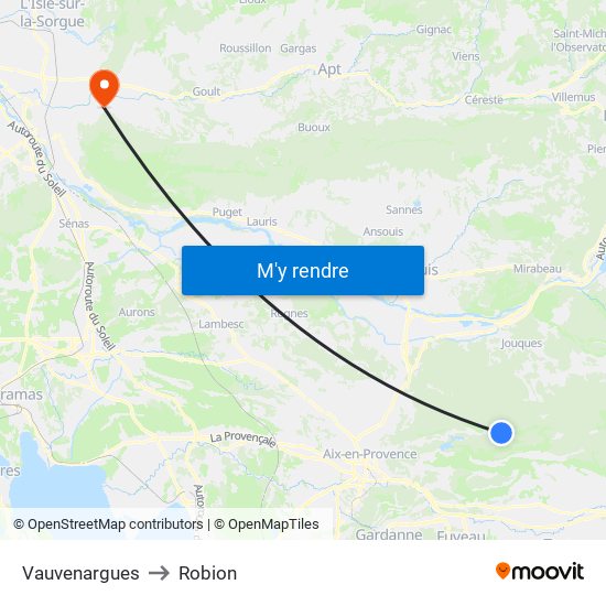 Vauvenargues to Robion map