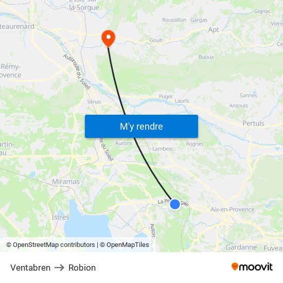 Ventabren to Robion map