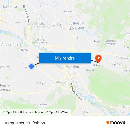 Verquières to Robion map