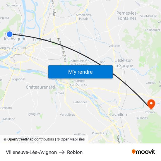 Villeneuve-Lès-Avignon to Robion map