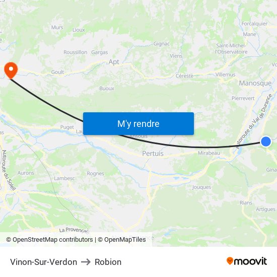 Vinon-Sur-Verdon to Robion map