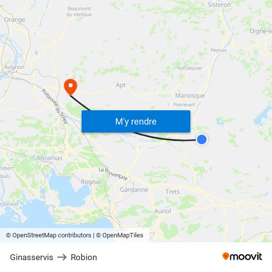 Ginasservis to Robion map