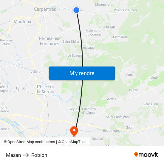 Mazan to Robion map