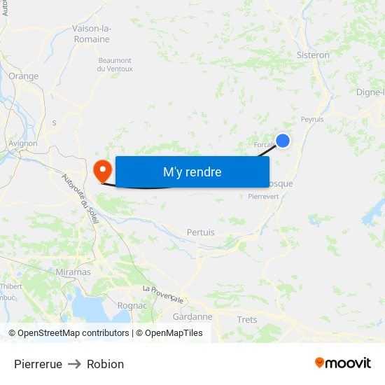 Pierrerue to Robion map