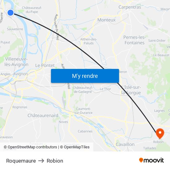 Roquemaure to Robion map