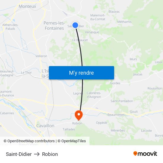 Saint-Didier to Robion map