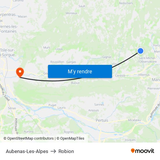 Aubenas-Les-Alpes to Robion map
