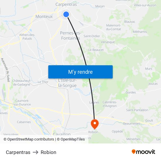 Carpentras to Robion map