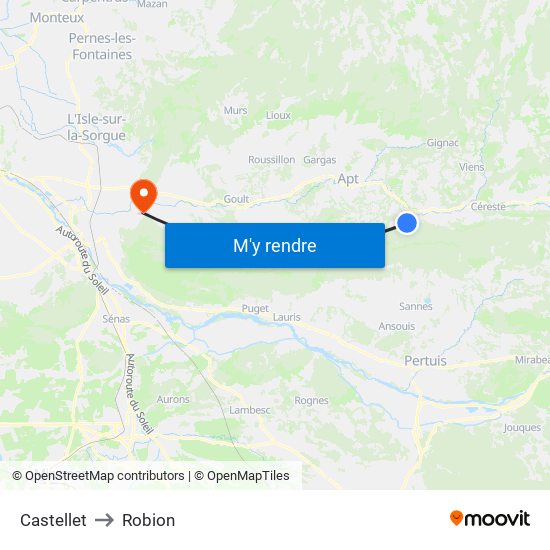 Castellet to Robion map