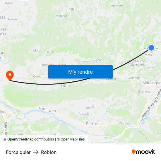 Forcalquier to Robion map