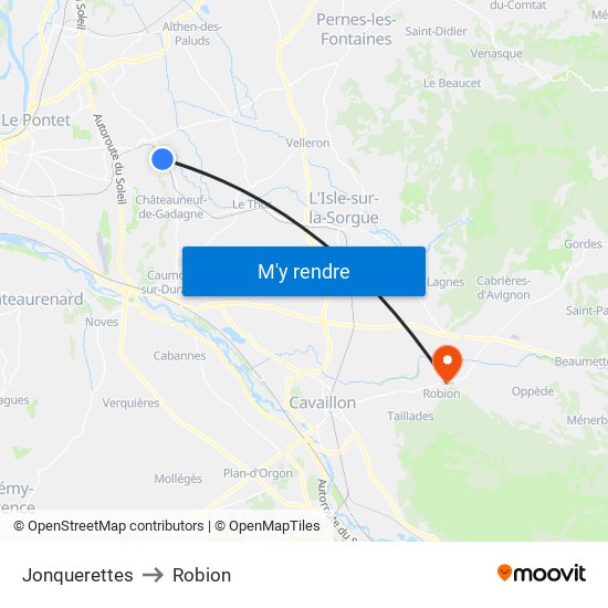 Jonquerettes to Robion map