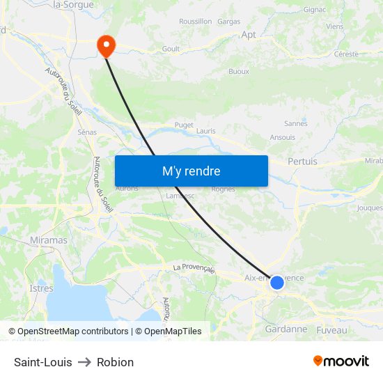 Saint-Louis to Robion map