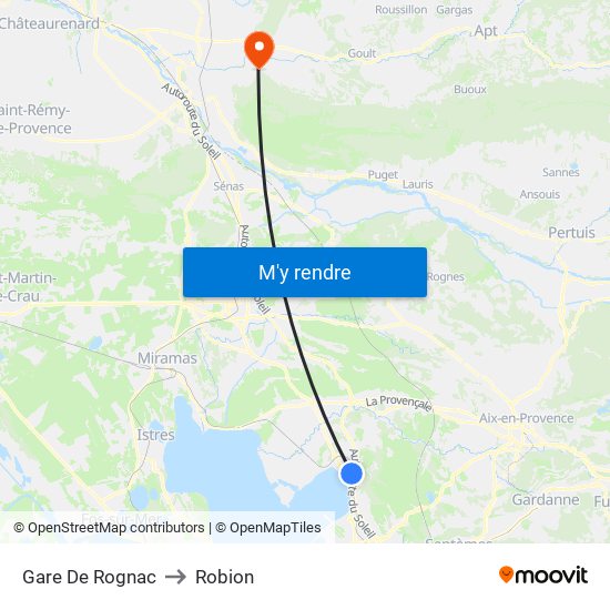Gare De Rognac to Robion map