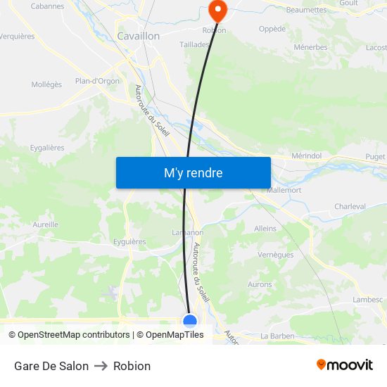 Gare De Salon to Robion map