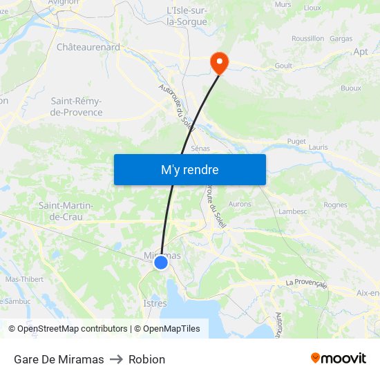 Gare De Miramas to Robion map