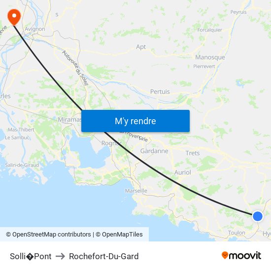 Solli�Pont to Rochefort-Du-Gard map