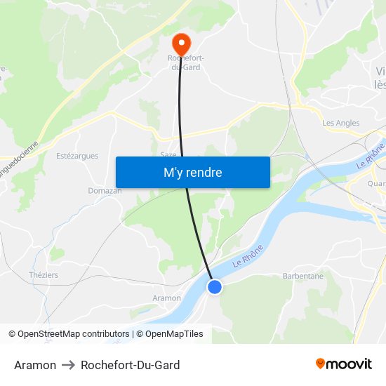 Aramon to Rochefort-Du-Gard map