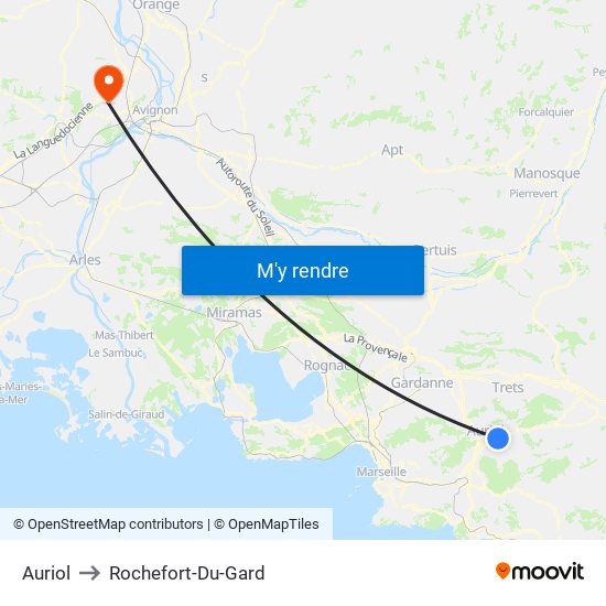 Auriol to Rochefort-Du-Gard map