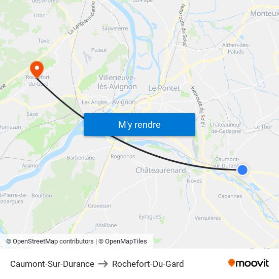Caumont-Sur-Durance to Rochefort-Du-Gard map