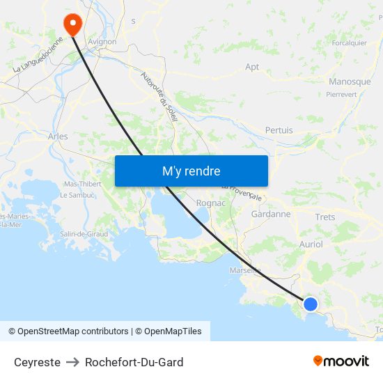 Ceyreste to Rochefort-Du-Gard map