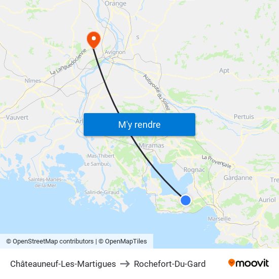 Châteauneuf-Les-Martigues to Rochefort-Du-Gard map