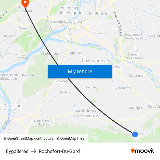 Eygalières to Rochefort-Du-Gard map