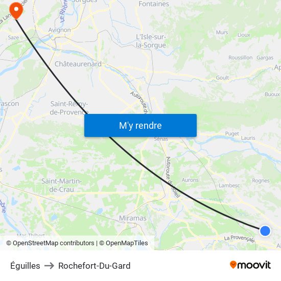 Éguilles to Rochefort-Du-Gard map