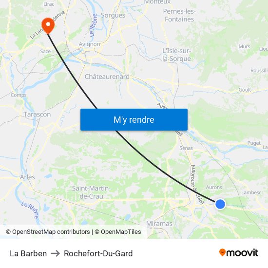 La Barben to Rochefort-Du-Gard map