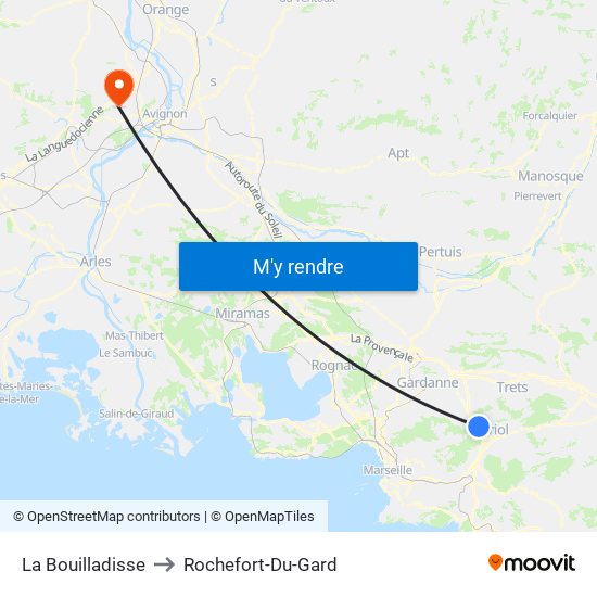 La Bouilladisse to Rochefort-Du-Gard map